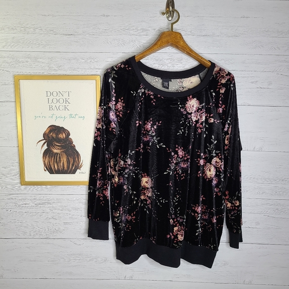 torrid Tops - Torrid Velvet Floral Print Sweatshirt